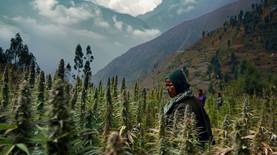 plantation de cannabis au Nepal